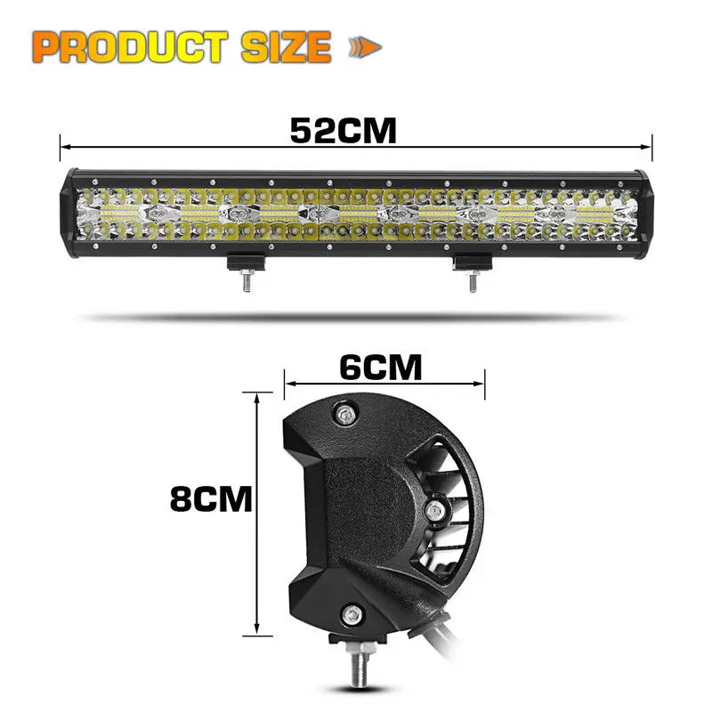 7D LED Light Bar 20&quot 420W Combo Beam Triple Row Work 12V 24V for Boat Jeep ATV PickUp Truck 4x4 Led Offroad Driving | Автомобили и