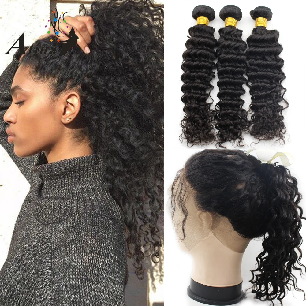 Предварительно выщипанные 360 кружевные фронтальные с пучком человеческие волосы