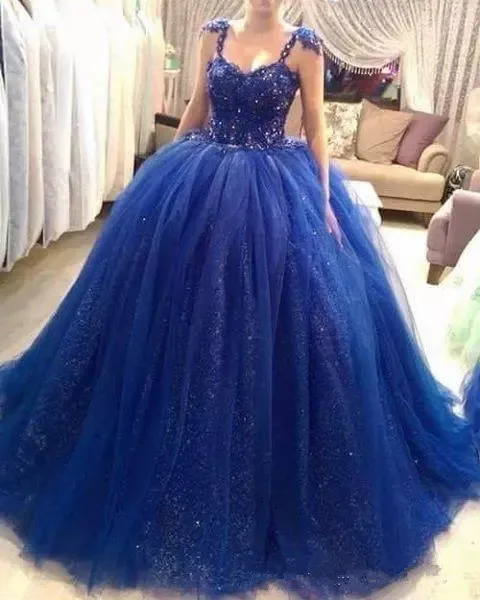 Бальное платье Quinceanera платье тюль вышитые бусами тонкие лямки Милая Сладкий 16 платье для выпускного вечера формальный вечерние повод платье - Цвет: as picture