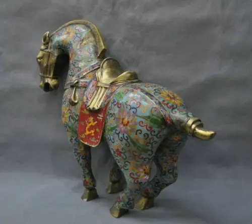 18 &quotКитай Перегородчатые Эмалевого Лошадь Бронзовая Статуя | Дом и сад