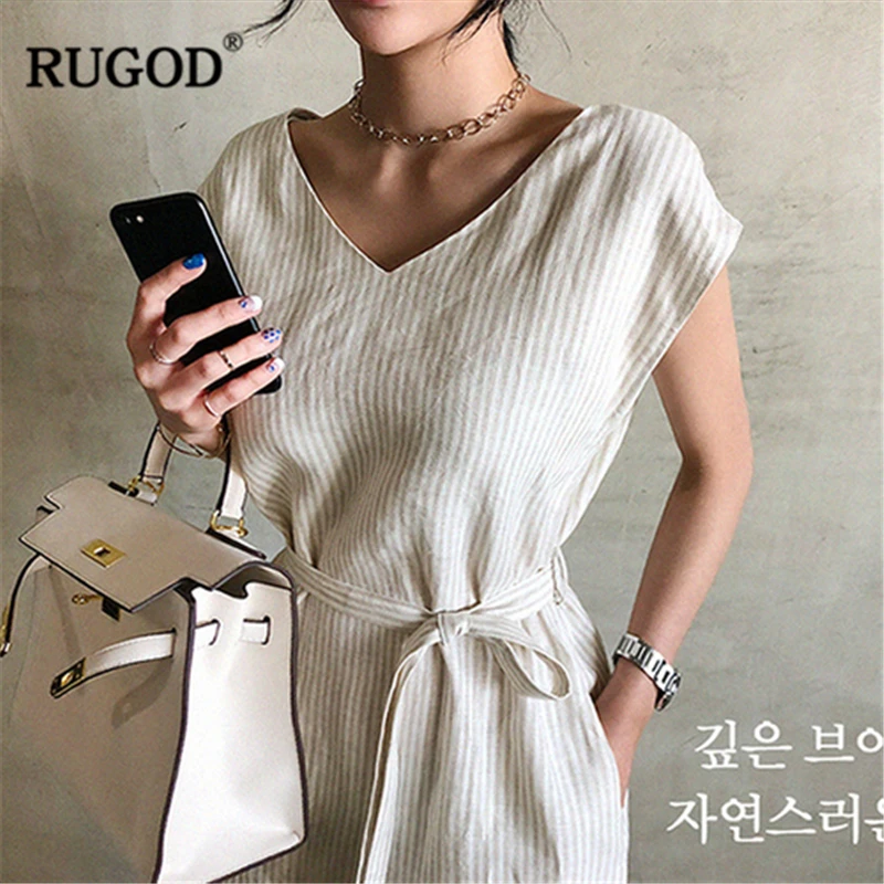 RUGOD 2019 Новое Женское легкое вертикальное Полосатое свободное тонкое платье с