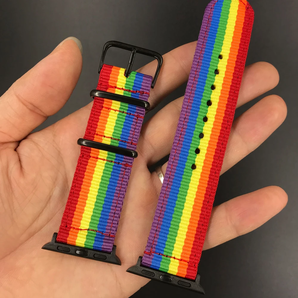 For Rainbow Watchband for Apple Watch Band 38mm 40mm 42mm 44mm Nylon Women Strap Bracelet Belt Wrist bands iWatch Series 4 3 | Наручные