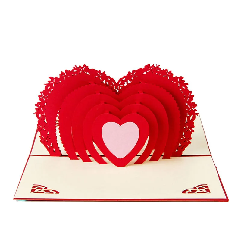 3D Pop Up Laser Cut Greeting Cards for Valentine's Day Vintage Kirigami Origami Thank You Love in the Heart | Дом и сад