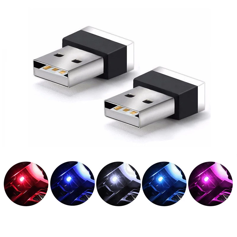 Автомобильный USB светодиодный атмосфера огни декоративные лампы аварийного освещения Универсальный PC Портативный Plug and Play красный/синий/белый