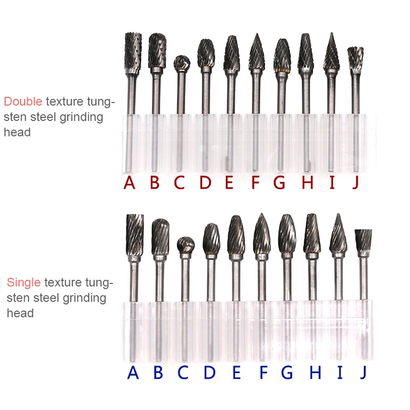 10 шт. Вольфрамовая сталь фреза сверла Шлифовальная головка Двойная Текстура