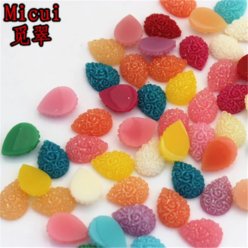 Micui 100 шт. 7*10/10*14 мм разноцветные каплевидные розы полимерные стразы каменные
