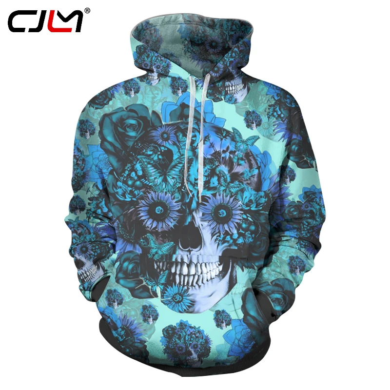 Толстовка CJLM для молодых мужчин Модный свитшот с 3d капюшоном худи цветочным