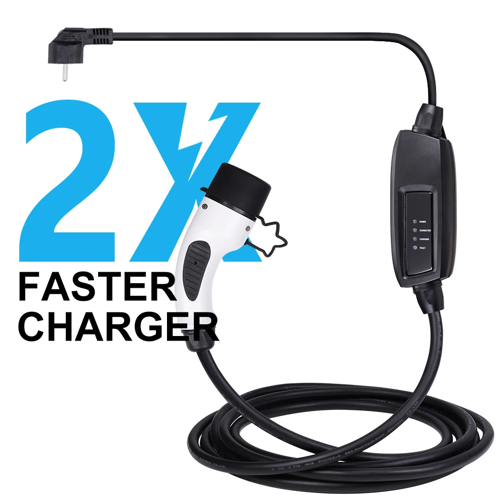Портативный зарядный кабель EVSE 16A Schuko Универсальный IEC 62196-2 типа 2 для автомобиля 6