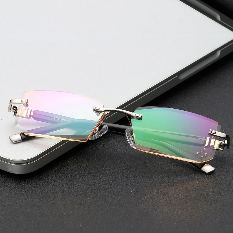 Новинка 2017 коричневые безободковые очки для чтения мужчин и женщин безрамочные