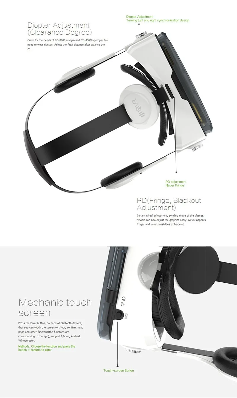 Очки виртуальной реальности BOBOVR Z4 мини очки виртуальной реальности VR очки 2,0 3d очки виртуальной реальности vr шлем картон bobo vr z4 VR гарнитура для 4,3-6,0 дюймовых смартфонов