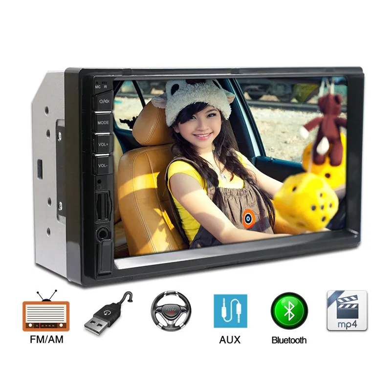7 'ƈ DIN универсальный автомобильный стерео MP4 MP5 плеер с радио FM Bluetooth Зеркало