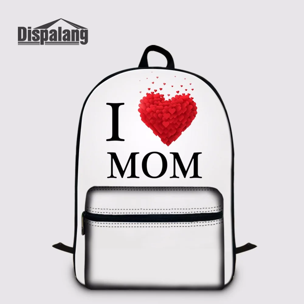 Модный школьный рюкзак Dispalang для ноутбука холщовый сумки с принтом I Love Mom Dad