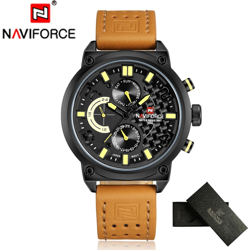 Часы наручные NAVIFORCE Мужские кварцевые брендовые Роскошные повседневные