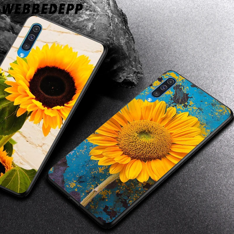 WEBBEDEPP желтый мягкий чехол из ТПУ с подсолнухом для Samsung Galaxy Note8 9 A10 A20 A40 A50 A60 A70 M10 M20