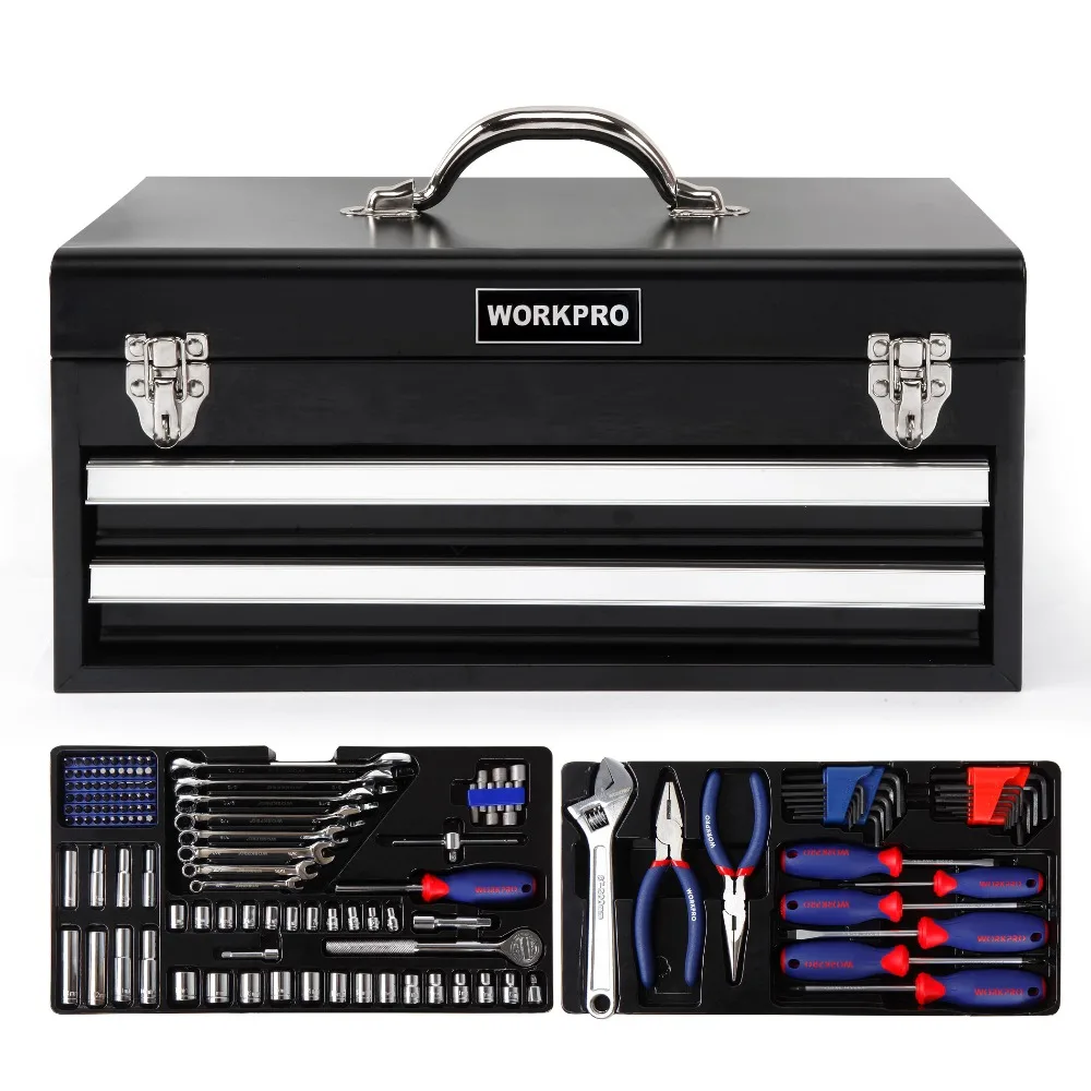 WORKPRO 229PC металлический ящик для инструментов Набор домашних набор бытовых