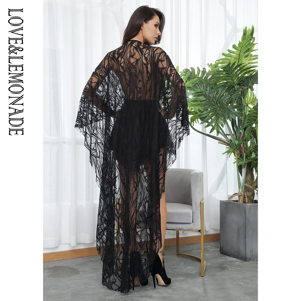 LOVE&ampLEMONADE V-Neck Ruffles Open Back Lace Playsuit LM81381-1 | Женская одежда