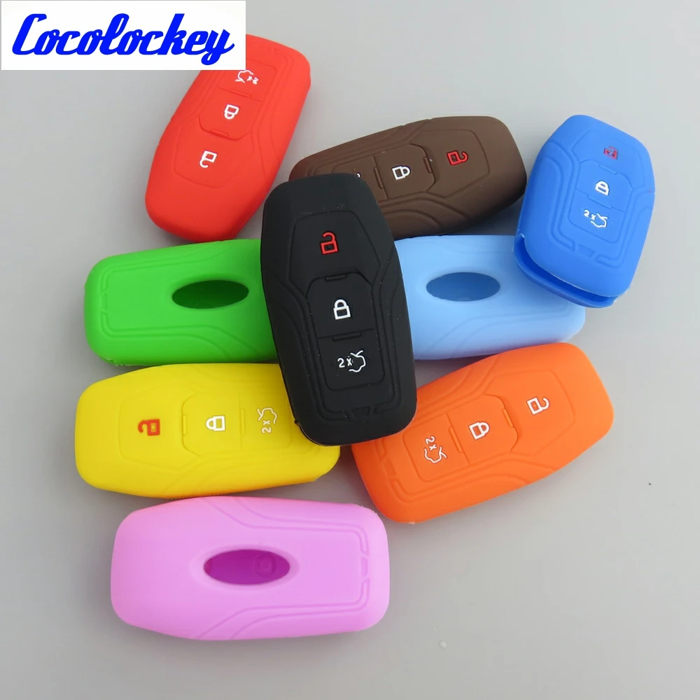 

Cocolockey Silicone Car Key Cover Case for FORD Mondeo Edge Smart Remote Keyless Enter Key Case for Car Styling 3 Button