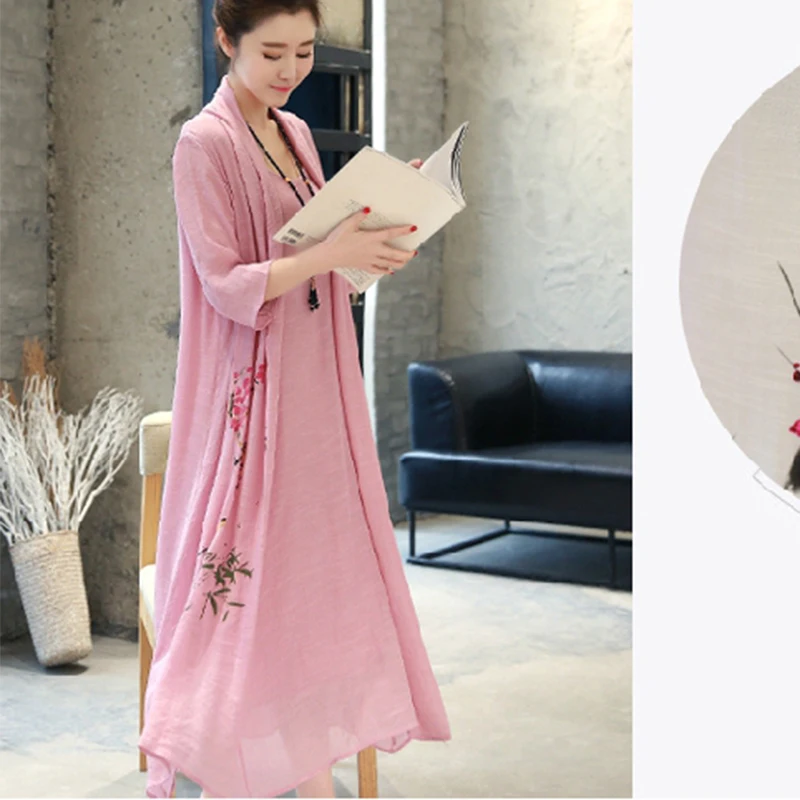 Шифоновое летнее платье новинка 2019 ретро народный стиль женские свободные