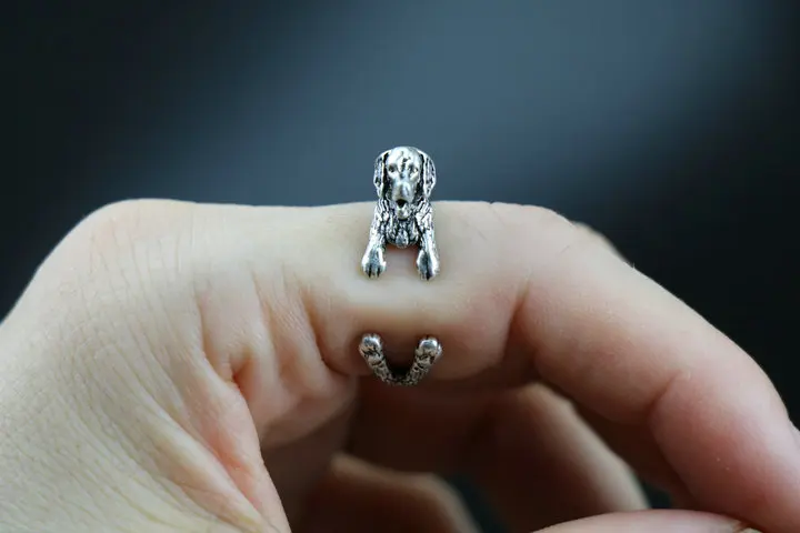 Оптовая продажа регулируемое Новое модное кольцо золотистого ретривера