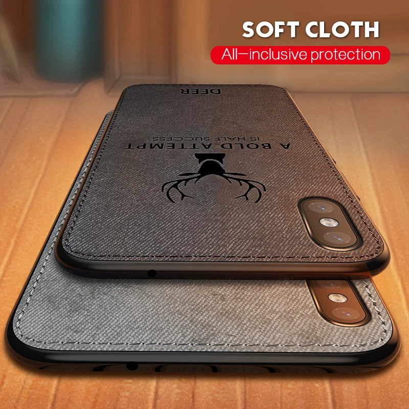 3D Deer Pattern Fabric Cloth Phone Cases for iPhone 7 6 8 6s Plus 11 Pro X XR XS Max TPU Bumper ShockProof Cover |