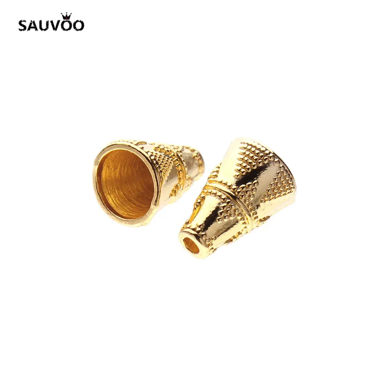 

SAUVOO 30pcs/lot 6.5x11mm Gold Color Metal Bead Caps Cone End Caps Tube Spacer Beads for DIY Jewelry Finding Accessories Making