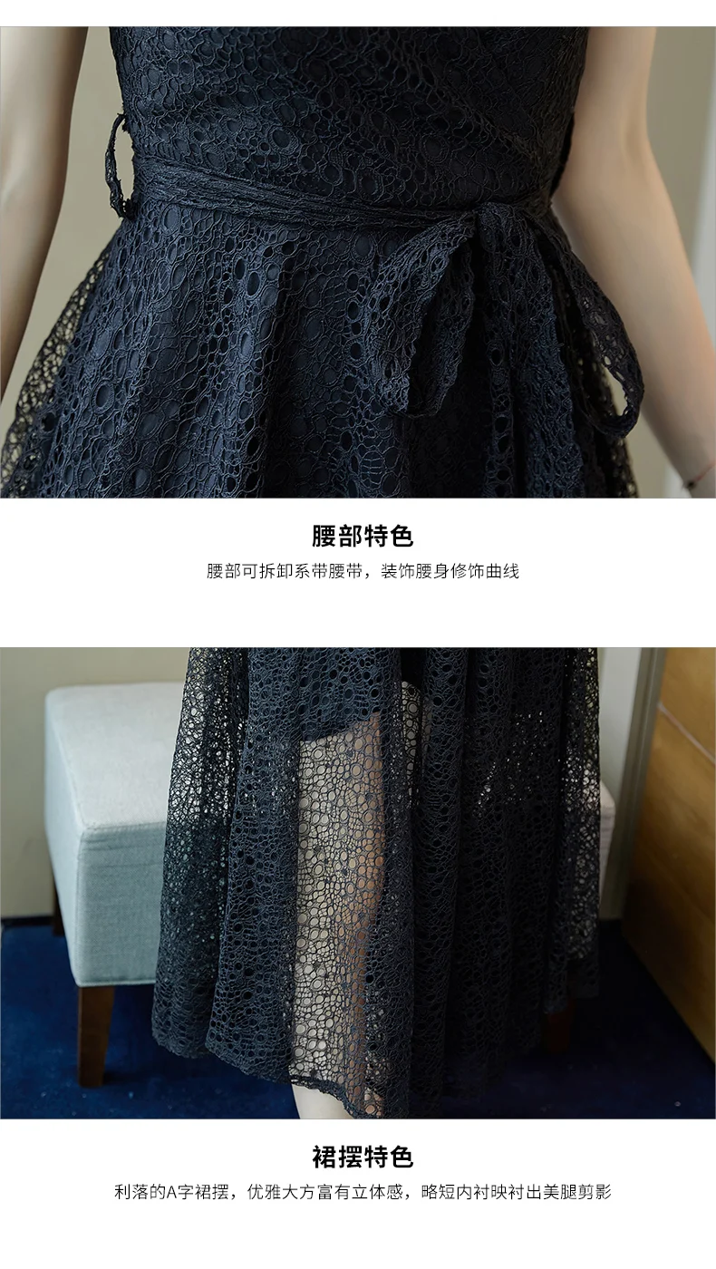 

Sleeveless Dress For Women Black Vestidos De Fiesta De Noche Trendy Women's Dresses Hollow Out Lace Dress Female Dresses