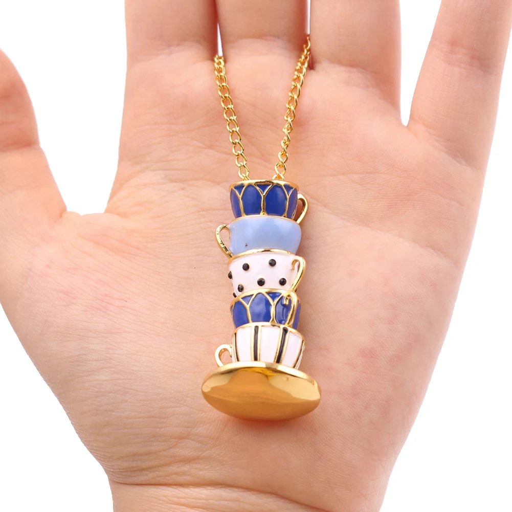 New Fashion Women Hand Painted Enamel Teacup Pendant Necklace Long Chain Jewelry | Украшения и аксессуары