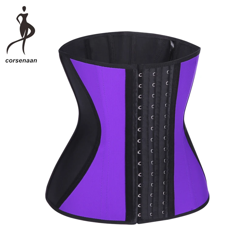 Purple Blue Pink Nude Women's Slimming Waist Cincher 9 Steel Boned Corset Latex Trainer Body Shaper For Weight Loss 628# | Женская