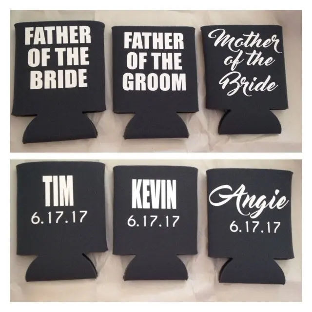 personalize text wedding groomsmen bestman bridesmaid gold Drink Coolers proposal gifts Bachelorette Bottle Beer Can Holders | Дом и сад