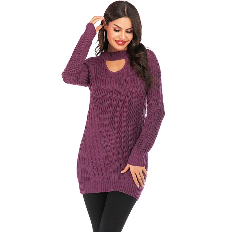 Autumn O Neck Knitted Sweater Women Long Sleeve Pullover For Female Sexy Plus Size Knitting Sweaters Elegant Solid Knitwear Tops | Женская