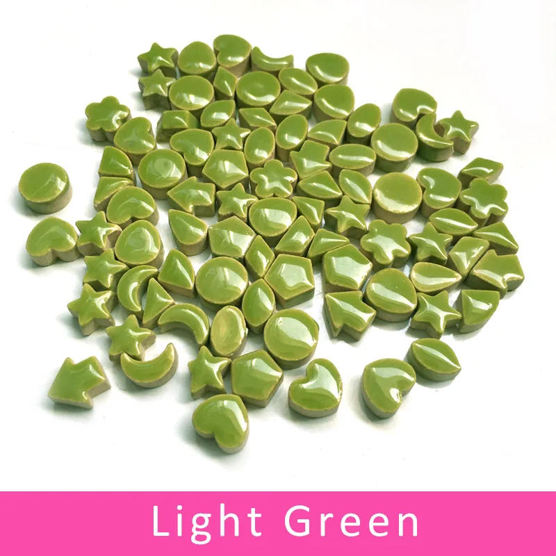 Light Green 100 г 1 см маленькая звезда, луна, цветок, керамическая декоративная мозаичная вставка, необычное керамическое украшение, сделай сам, мозаичный материал, художественное ремесло - Цвет: Light Green