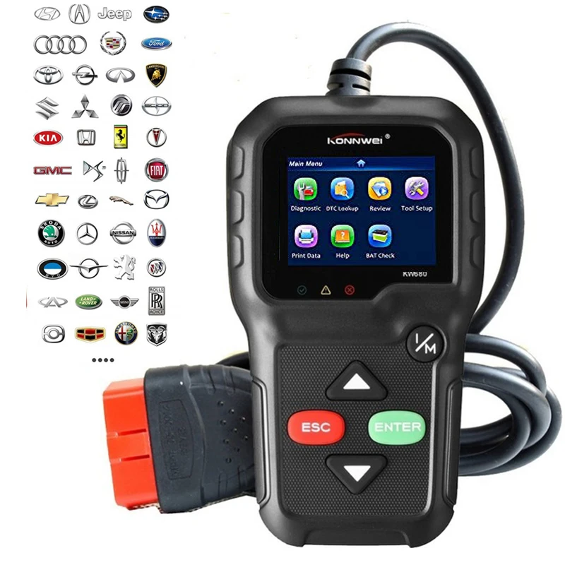 

OBD2 Scanner Profession OBDII Auto Diagnostic Code Reader KW680 OBD2 & EOBD In Russian Gas Diesel Analyzer Automotive Scan TooLs