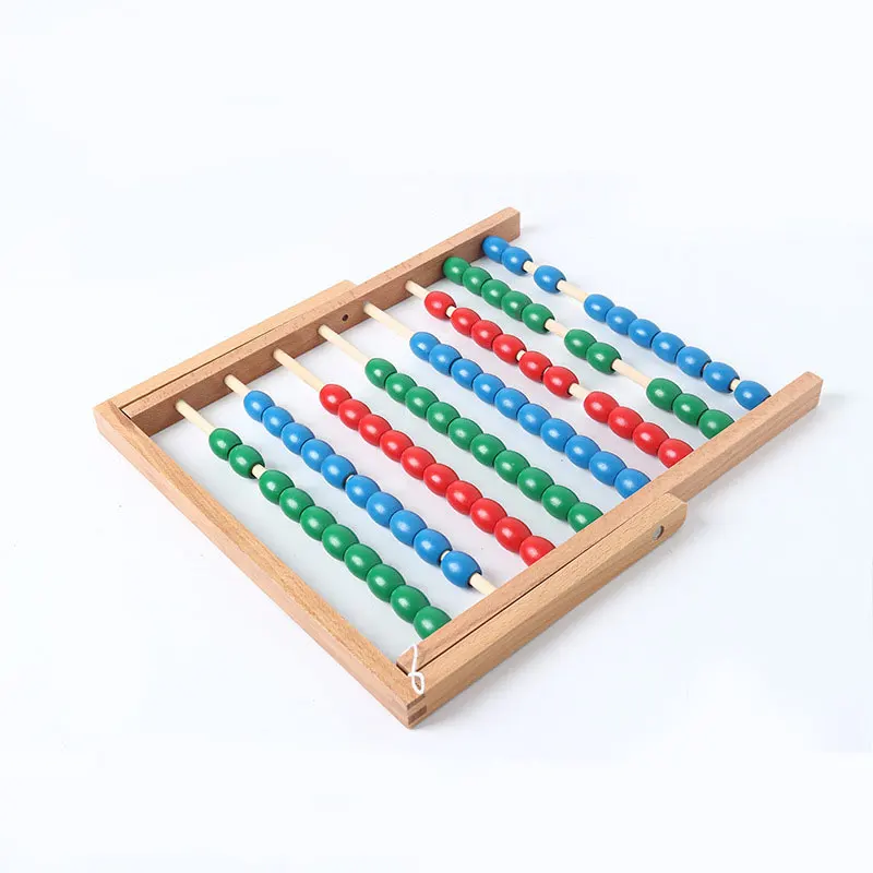 Деревянные материалы Монтессори Abacus с цветными бусинами для дошкольного