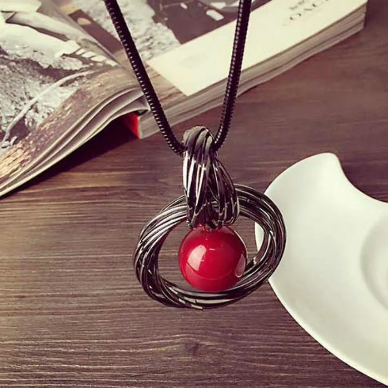 

America and Europe pop exaggerated 2 pearl long sweater necklace fashion jewelry
