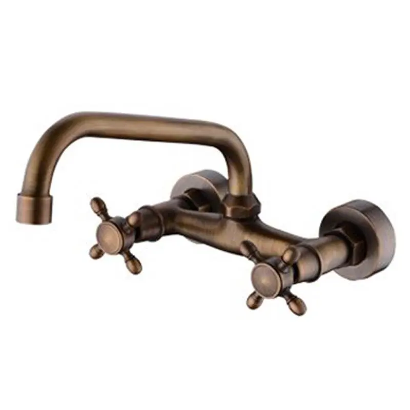 Europe style Basin Faucet antique finished Brass Bathroom wall mounted Sink single lever high hot and cold basin faucet | Обустройство