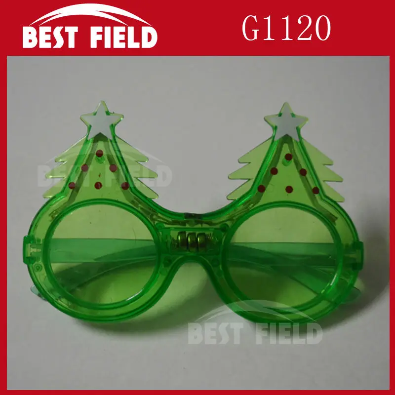 

Free shipping 240pcs/lot 3mode green Flash LED Christmas tree glasses light up eyeglasses with Battery for Christmas supplies