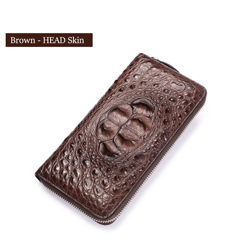 BROWN HEAD McParko мужской кошелек из натуральной кожи крокодила клатч кошелек аллигатора кожаный кошелек на молнии роскошный бренд минималистичный кошелек - Цвет: BROWN HEAD