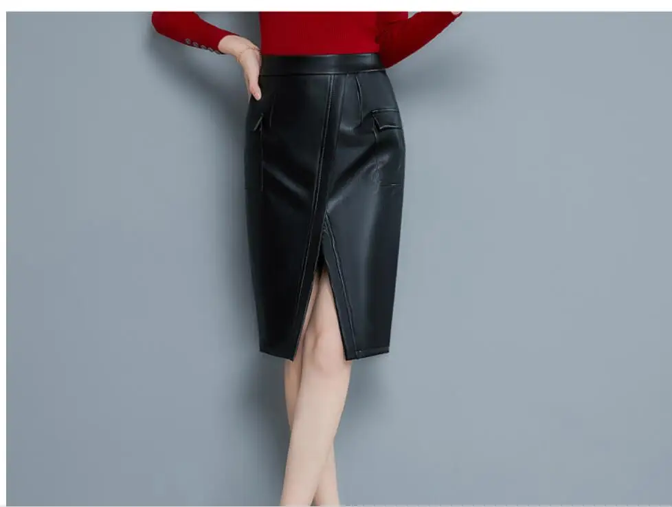 2019 Sexy Faux Fur Leather Pu High Waist Midi Women Pencil Skirts XXL Office Wrap Bodycon Short Girls Tutu Saia S08019 | Автомобили и