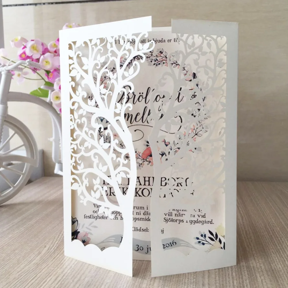 12psc/лот 2017 популярный стиль лазерная резка любящее дерево дизайн белый цвет