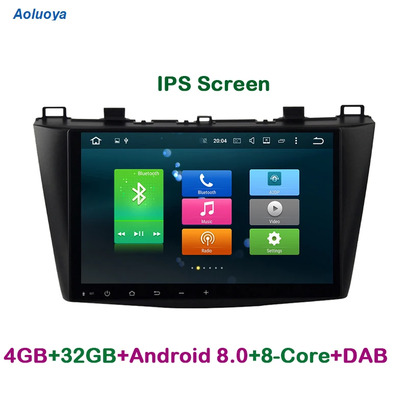 Aoluoya IPS 4 Гб ОЗУ 32 ПЗУ Восьмиядерный Android 8 0 автомобильный DVD GPS плеер для Mazda 3 2010 2011