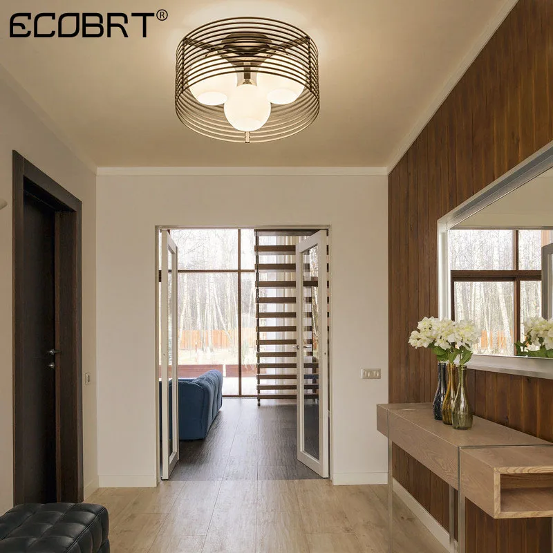 ECOBRT лампа для спальни круглый светодиодный стеклянный потолочный светильник