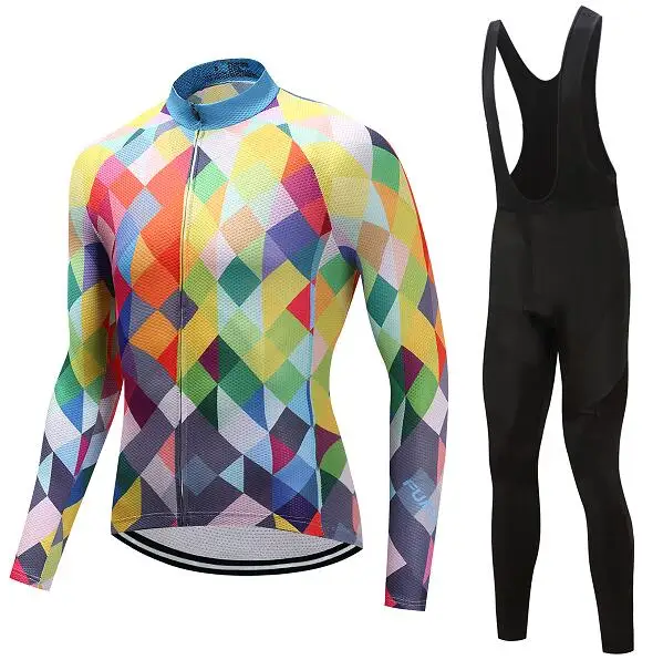 jersey and pants Осенняя профессиональная гелевая велосипедная одежда, мужская одежда с длинным рукавом для велоспорта, набор для команды mtb, шоссейного велосипеда, одежда, мужская облегающая одежда, спортивная одежда - Цвет: jersey and pants