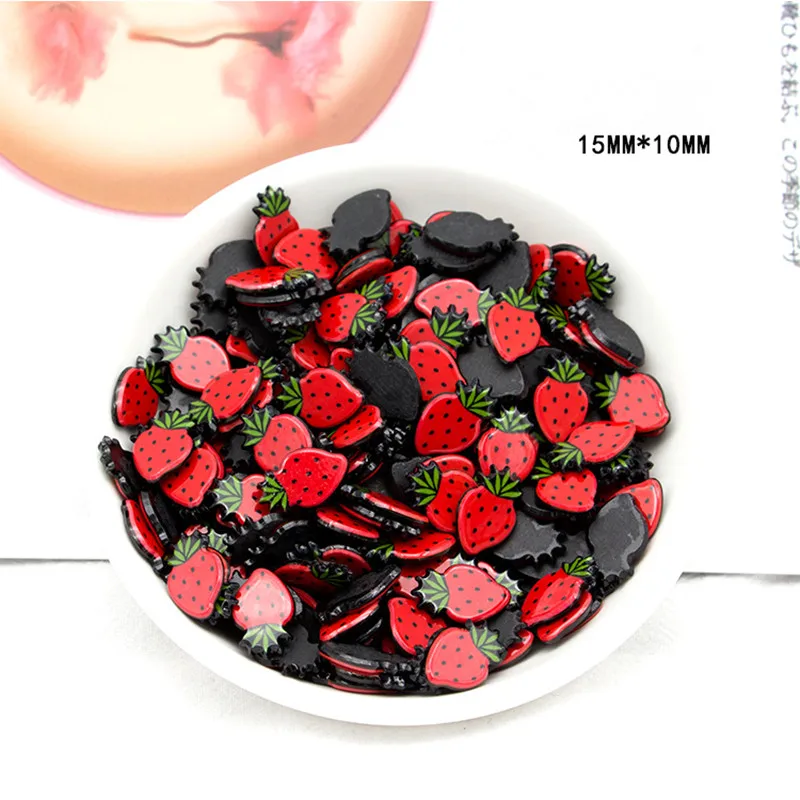 Strawberry 10 шт фруктовые Акриловые Плоские с оборота полимерные Кабошоны с плоской обратной стороной плоский полимер мини-ювелирные изделия DIY аксессуары для волос бант украшения - Цвет: Strawberry