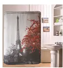 Занавеска для душа из полиэстера, с изображением кленового листа и Эйфелевой башни, водонепроницаемая, устойчивая к плесени, с 12 крючками, 180 см * 180 см