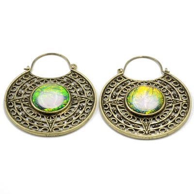 A Showlove-2Pcs латунные серьги-кольца для ушей с окантовкой, расширители для ушей, пробки для пирсинга тела, ювелирные изделия в этническом стиле, стиль, 1 мм - Окраска металла: A