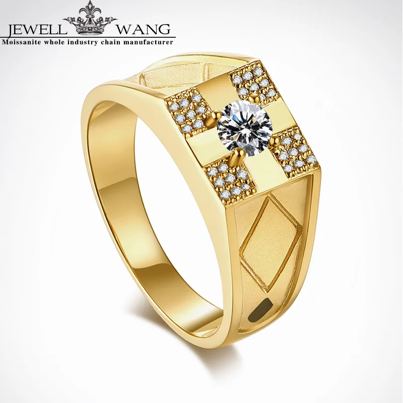 Ювелирные кольца Moissanite Engagemet для мужчин Poker 0.3CT сертифицированное DE цвет VVS1 18K желтое золото обручальное кольцо