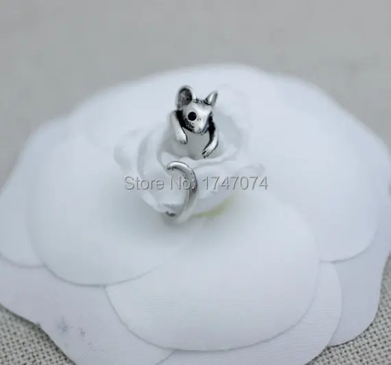 Регулируемое Винтажное кольцо с милой мышью золотого/серебряного цвета