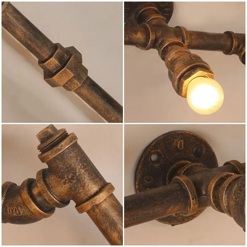 Ретро Настенные Бра Лампа железа Piple светильник бар Кофе магазин ресторан