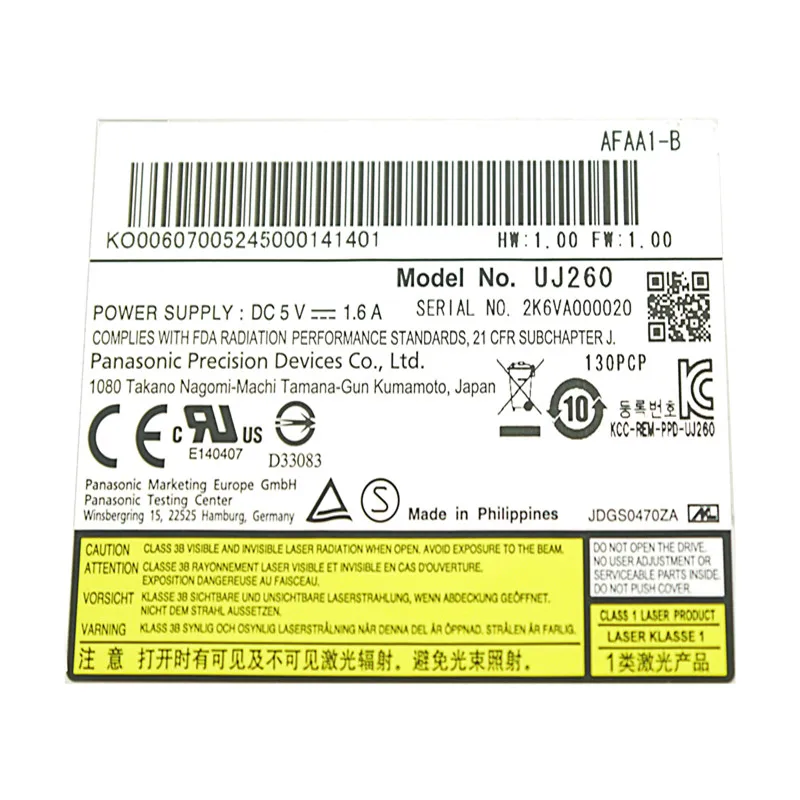 Для Panasonic UJ-260 UJ260 6X 3D Blu-Ray горелка 4X BDXL BD-RE DL Bluray рекордер ноутбук внутренний 12,7 мм SATA Оптический привод