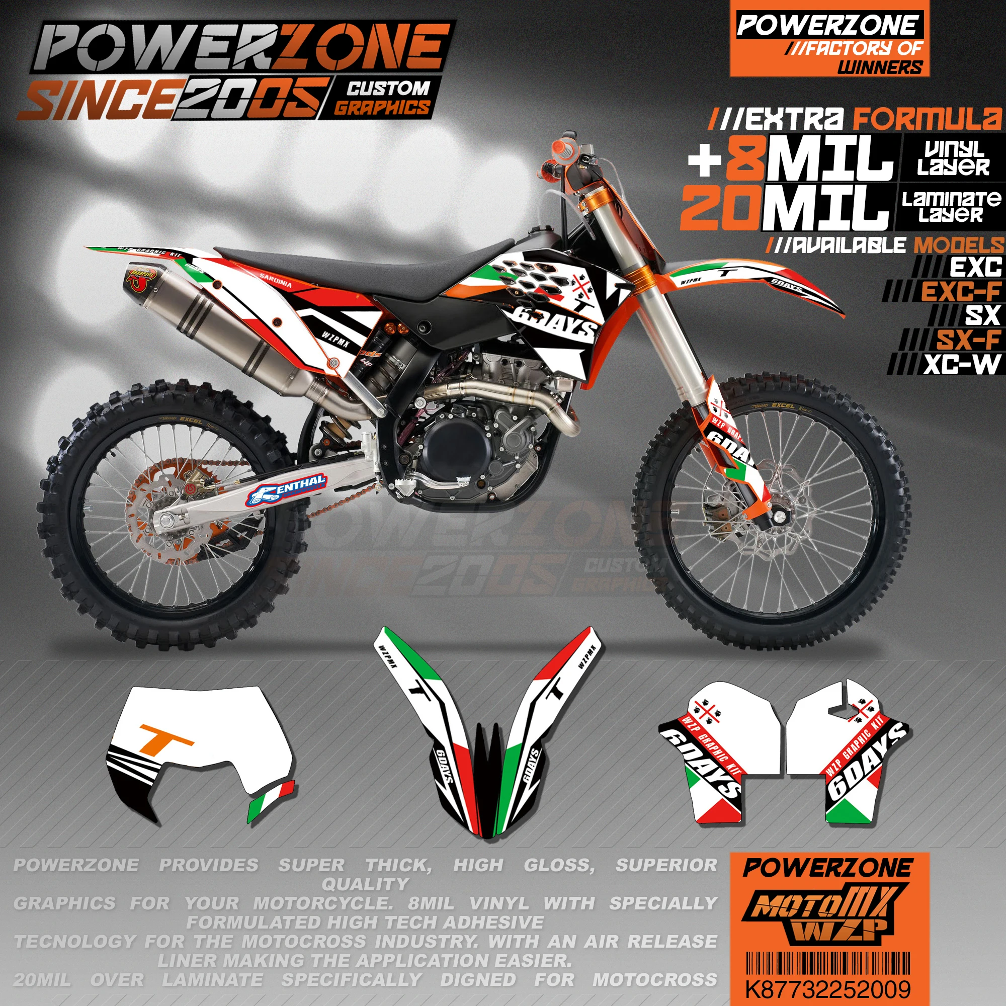 

PowerZone Custom Team Graphics Backgrounds Decals 3M Stickers Kit For KTM SX SXF MX EXC XCW Enduro 125cc to 500cc 2007-2011 009